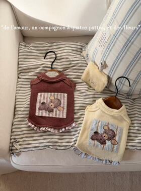 PPPIG双色贴布小狗宠物衣服秋冬家居服背心马尔济斯约克夏预售
