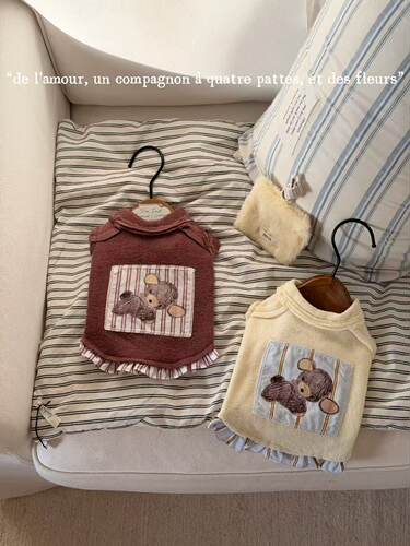 PPPIG双色贴布小狗宠物衣服秋冬家居服背心马尔济斯约克夏预售