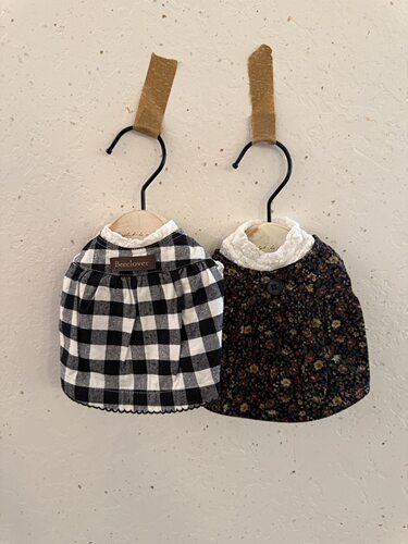 Bee复古格子老奶奶碎花娃娃衫进口面料马尔济斯约克夏宠物衣服