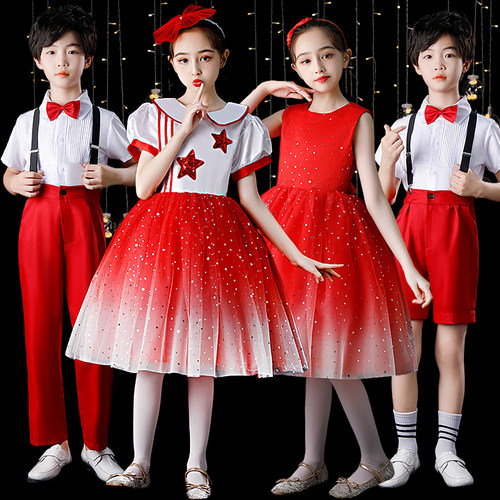 儿童合唱演出服男女童礼服大合唱团中小学生诗歌朗诵表演舞蹈服装