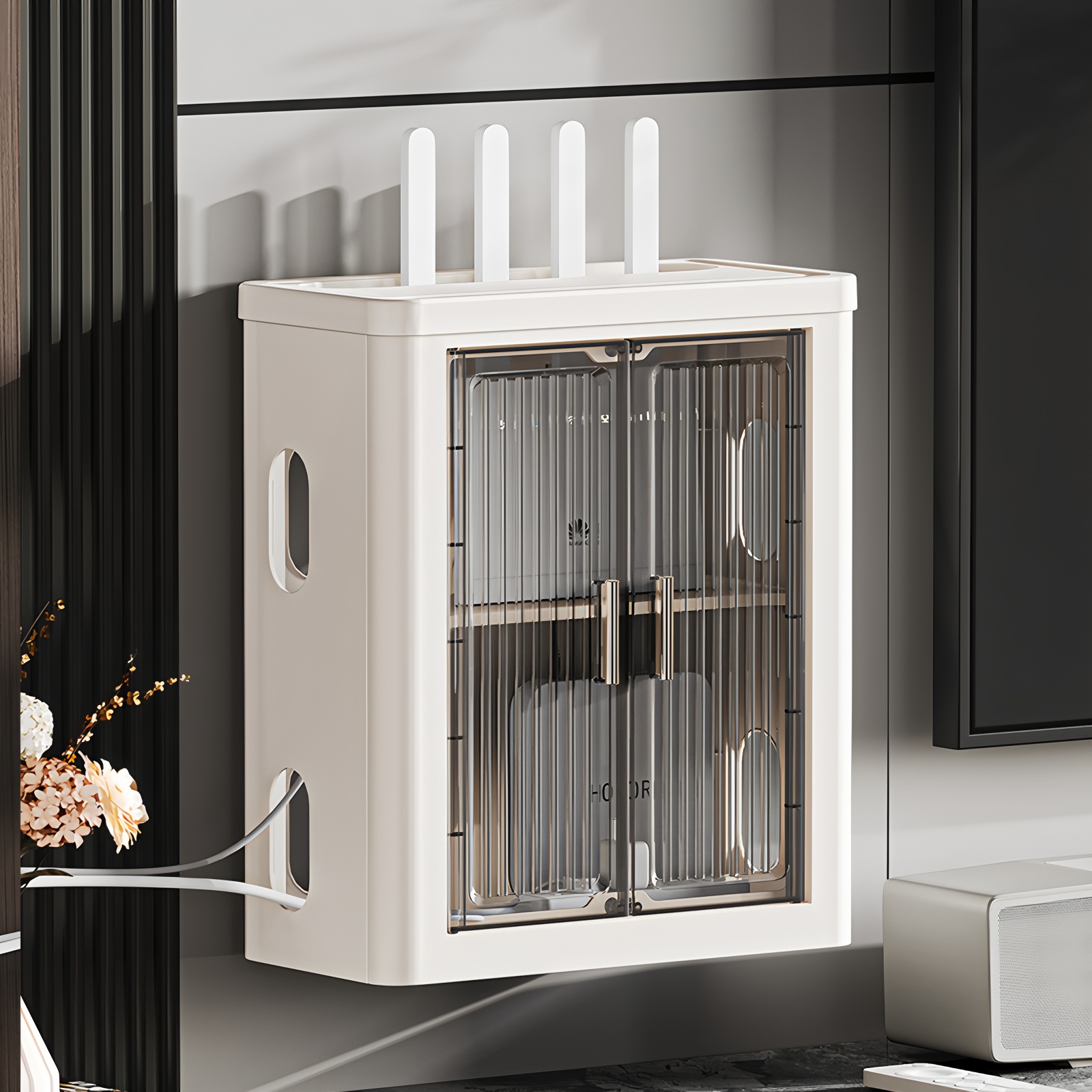 【壁挂式台式两用】路由器收纳盒