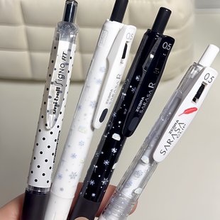 刷题笔 日本ZEBRA斑马JJ99冬日雪花羽毛按动中性笔ins高颜值波点款