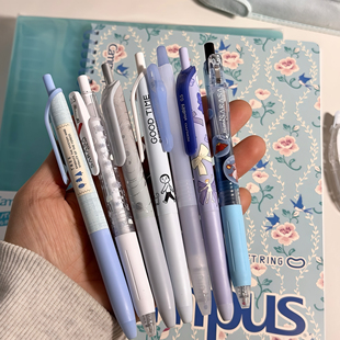 蓝色系日本KOKUYO国誉加藤木中性笔刷题笔斑马冬日雪花限定笔合集