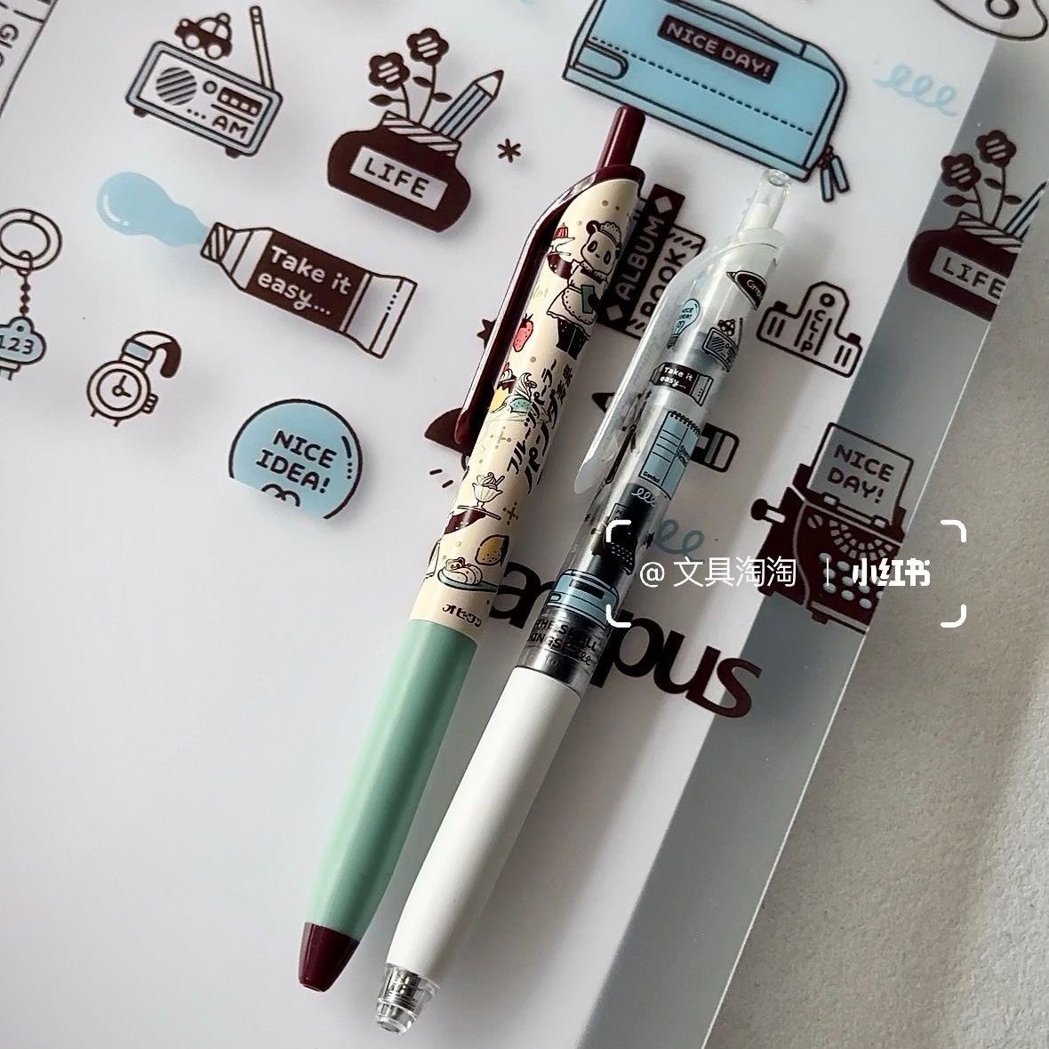 日本KOKUYO国誉OB1TOY按动熊猫中性笔薄巧色系黑色刷题速干水笔