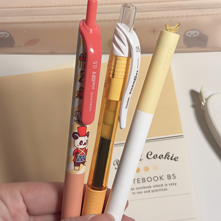 橙黄系日本KOKUYO国誉熊猫商店中性笔斑马黑色刷题笔高颜值套装