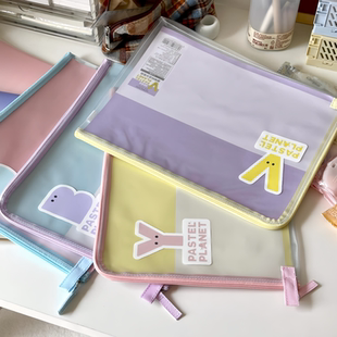 KOKUYO国誉透明文件袋A4科目分类学生试卷收纳孕检手提防水拉链袋