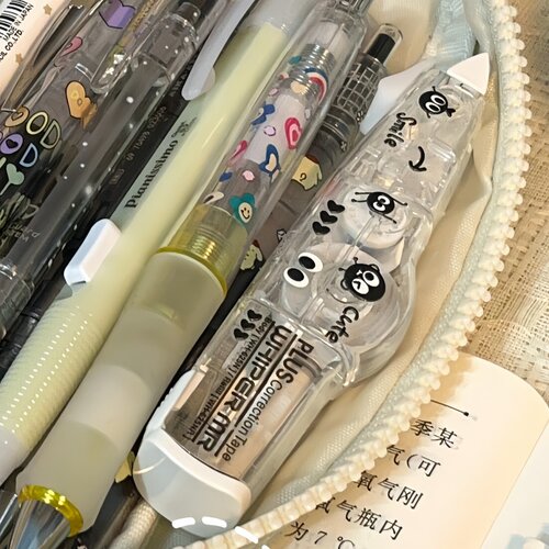 日本Plus普乐士修正带黑煤球透明感奶呼呼白ins日系文具可换替芯