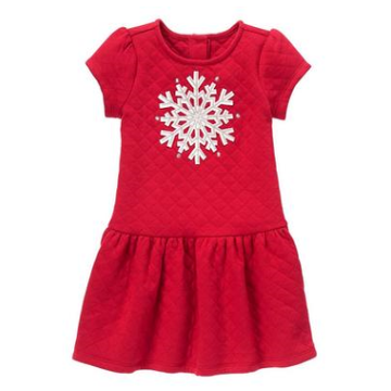 美国正品 Gymboree金宝贝 假日暖阳 女童雪花智短袖连衣裙 现货2T