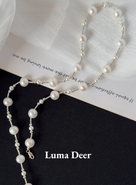 祈鹿 | S925银天然淡水珍珠碎银子满天星小众温柔项链适戴四季