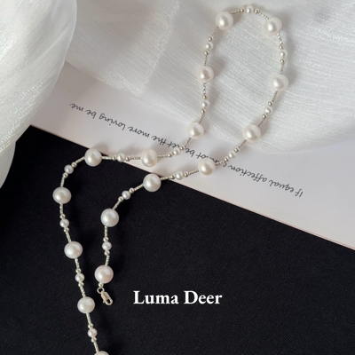 天然淡水珍珠s925碎银子项链