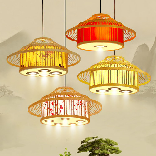 饭店包间吊灯新中式灯笼带射灯