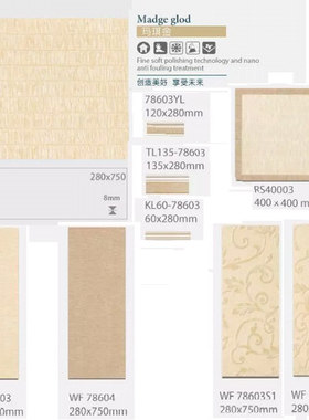 诺贝尔瓷砖WF78603规格280×750磁砖墙砖
