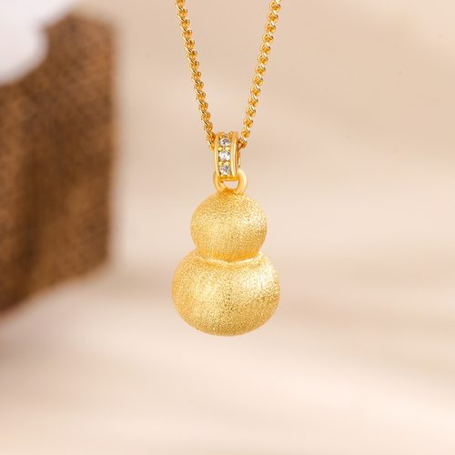 诗嘉熙宝925纯银镀金拉丝镶钻小葫芦项链女轻奢高级感锁骨链礼物