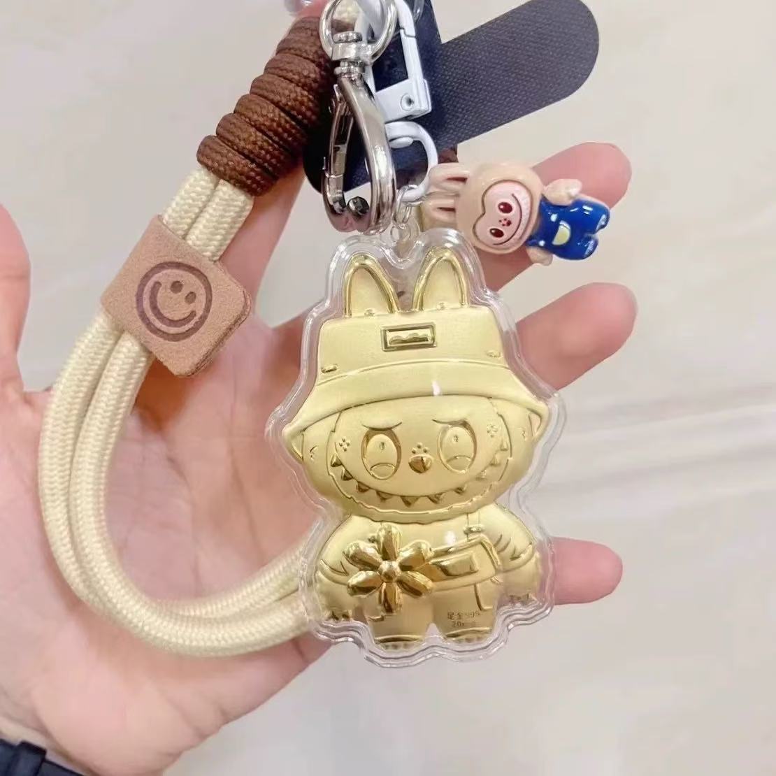 拉布布棕绳挂件可爱卡通滑稽精致手机包包labubu挂件图片