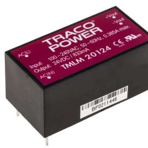 TMLM 20124  TRACO POWER 开关电源  20 W， 24 V， 833 mA