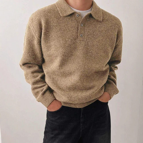 POLO collar sweater men winter lazy style knit thick T-shirt