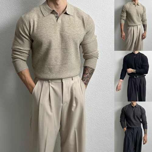 Autumn collar knitted sweater British business style sweater