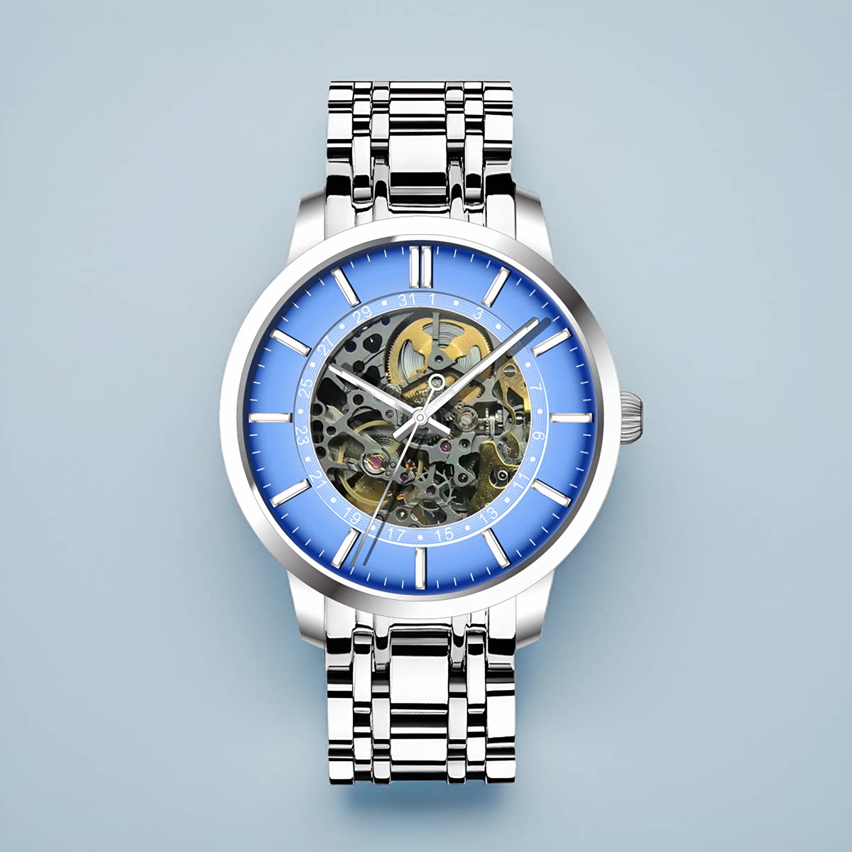 十大品牌镂空机械表男宝石镜片自动日本精钢超酷