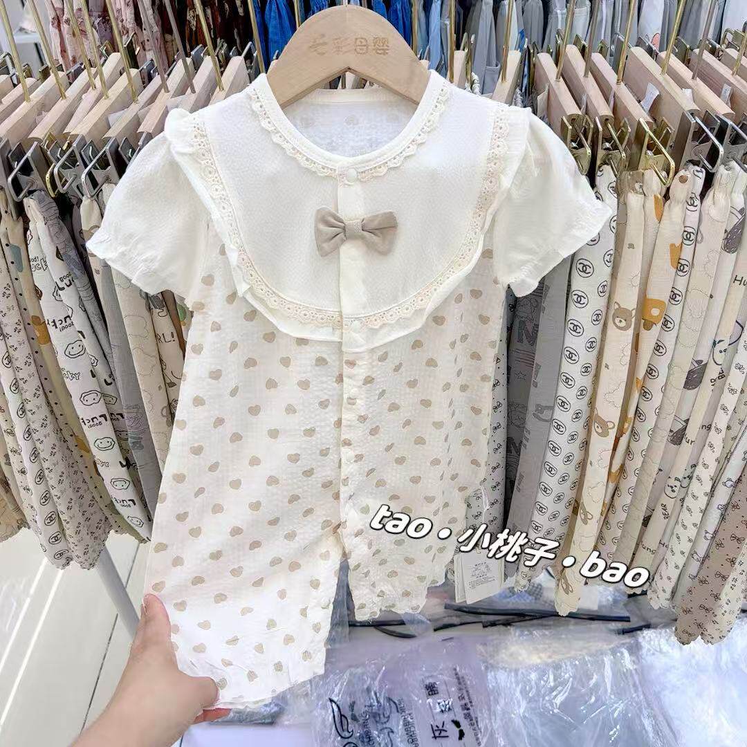 晨晓夏季新款女宝宝婴幼儿短袖连连身衣/爬服/哈衣