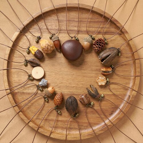 佑小姐橡果小众森系植物简约项链