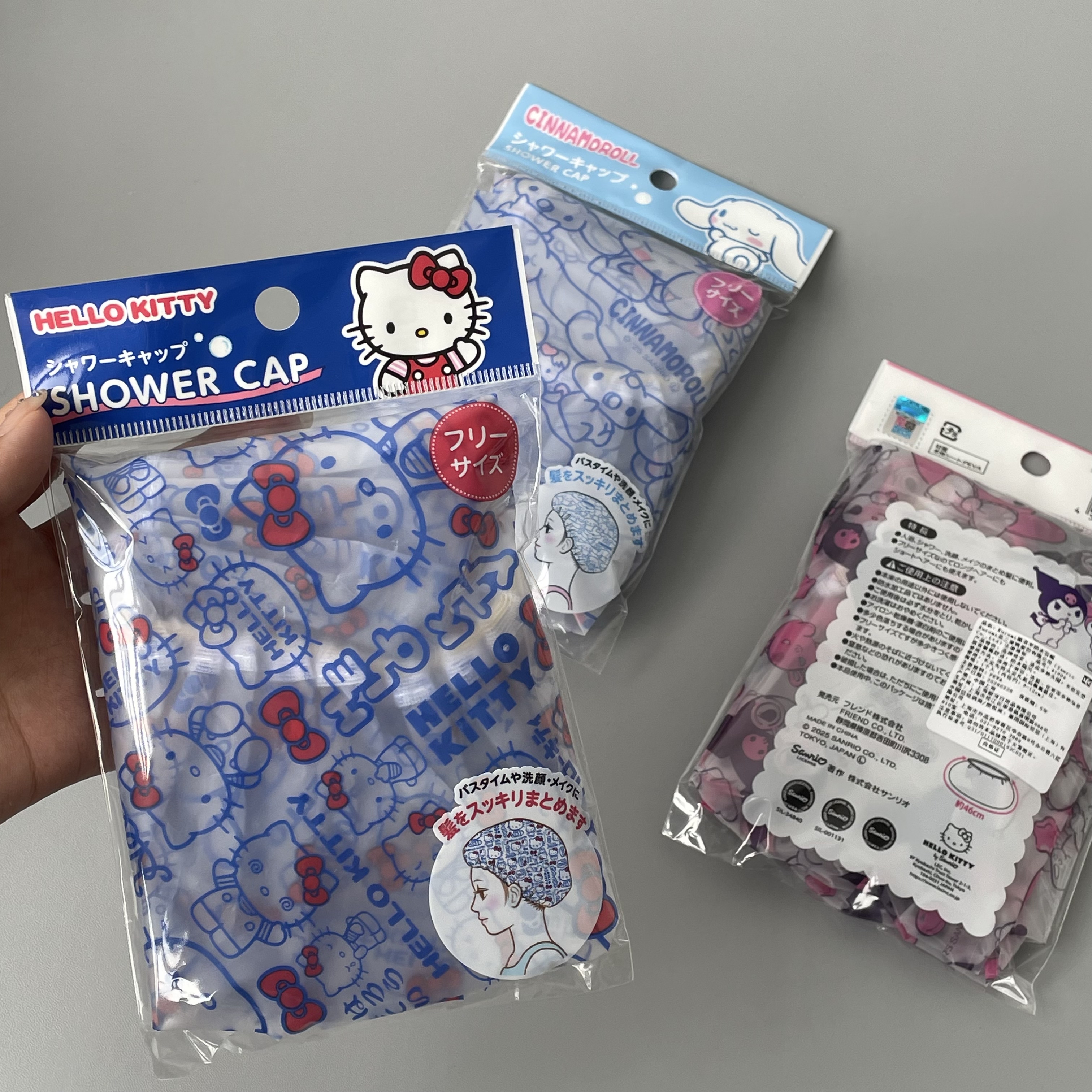 正版三丽鸥KT浴帽少女心洗澡防水环保反复使用透明独立包装浴帽