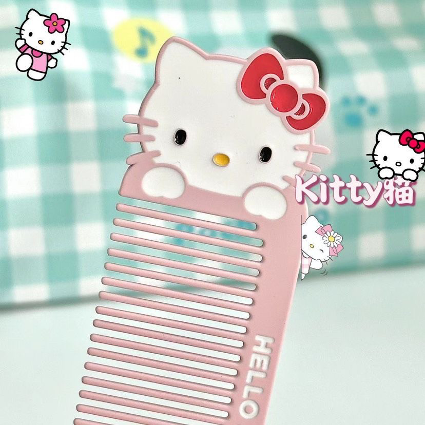 正版三丽鸥kitty美乐蒂金属美发梳卡通造型梳锌合金迷你顺发梳子