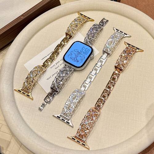 重工交叉繁花镶钻锆石表带适用小米watch5高级手环10/9pro红米6/4