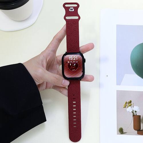 适用华为Fit3/Fit4pro表带watchfit雕刻玫瑰压花硅胶X5荣耀2i腕带