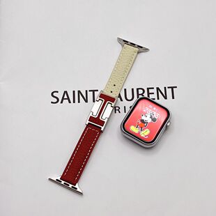 荣耀X5i小米8 适用华为fit43手环11pro表带9荔枝纹H磁吸扣真皮细款