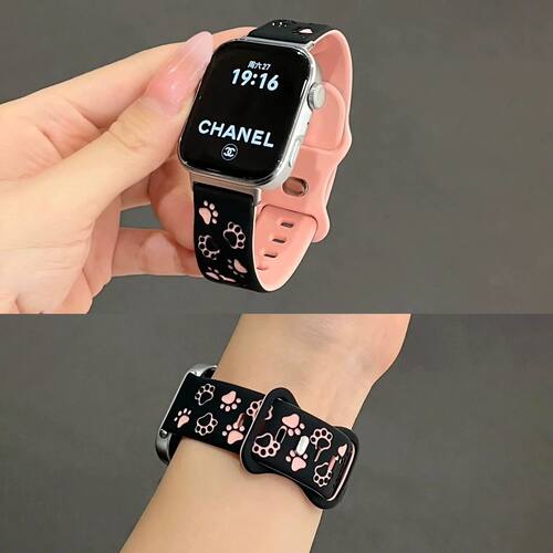 适用fit4/3可爱小熊印硅胶手表带watchfit4pro双色fit2荣耀2i腕带