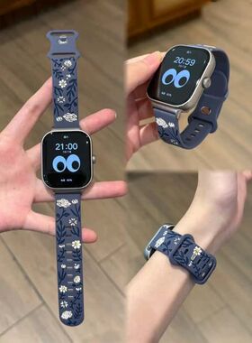 新款玫瑰花OPPO4/3pro表带硅胶夏天se1适用OPPOwatchX2mini高级感