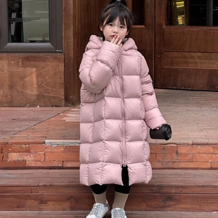 170码小满鹅儿童羽绒服加厚中长款白鸭绒宝宝中大童男女童冬装外