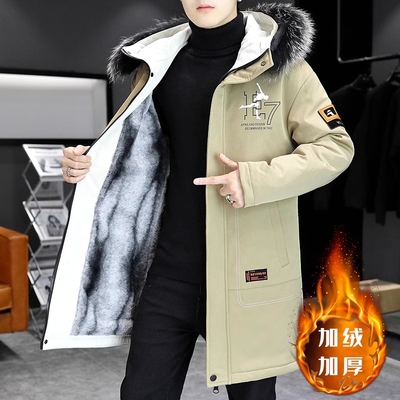 男士派克服中长款潮连帽加厚