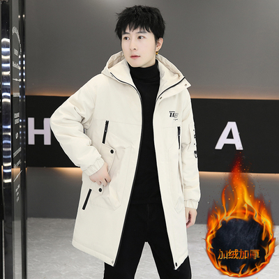 男士派克服中长款潮连帽加厚保暖