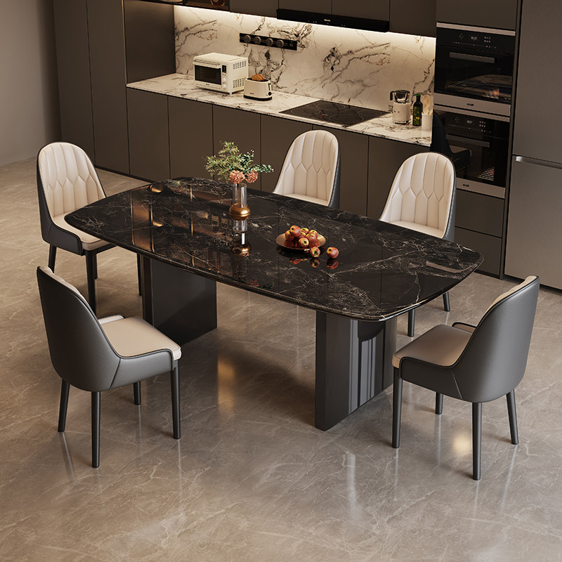 意式轻奢高端奢华餐桌小户型加厚超晶石餐桌椅组合家用大理石饭桌,住宅家具,大理石餐桌,淘宝优惠券,粉丝福利购,淘宝优惠卷