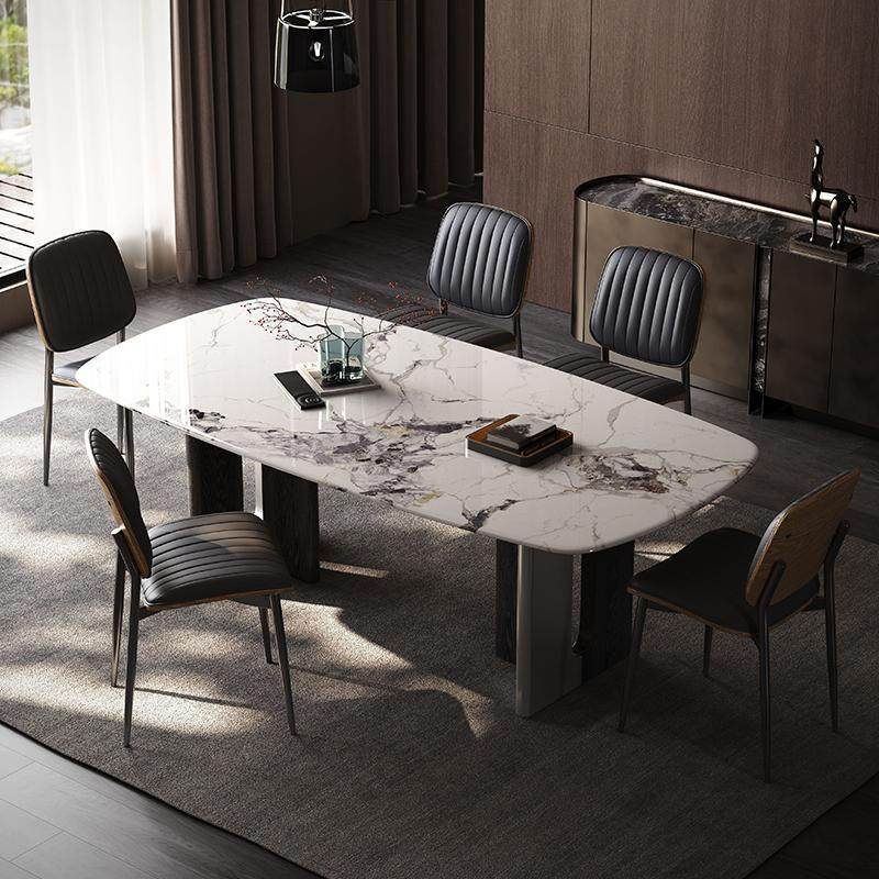 意式轻奢大理石餐桌超晶石简约现代西餐桌小户型长方形餐桌椅组合,住宅家具,大理石餐桌,淘宝优惠券,粉丝福利购,淘宝优惠卷