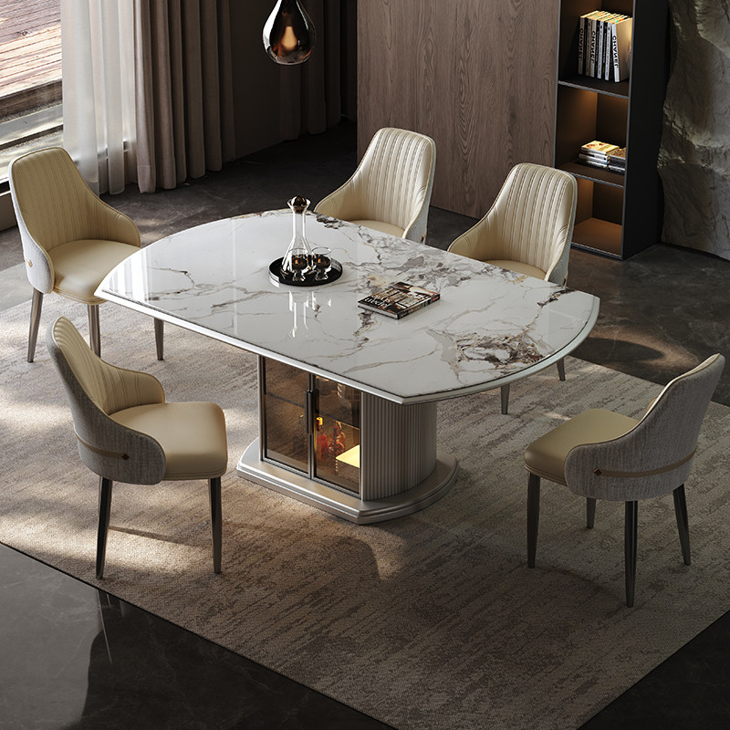 意式轻奢大理石餐桌椅组合可伸缩方圆俩用微晶石家用实木储物饭桌,住宅家具,大理石餐桌,淘宝优惠券,粉丝福利购,淘宝优惠卷