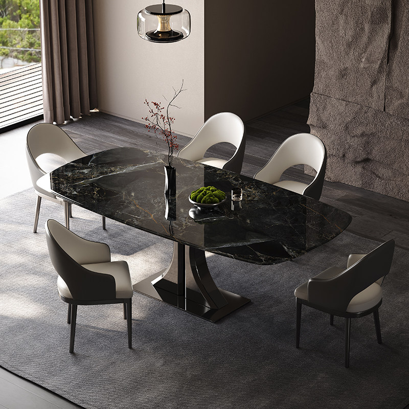 现代简约高端西餐桌新款大理石超晶石意式餐桌家用轻奢餐桌椅组合,住宅家具,大理石餐桌,淘宝优惠券,粉丝福利购,淘宝优惠卷