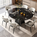 意式 轻奢天然大理石伸缩餐桌小户型方圆两用家用微晶石餐桌椅组合