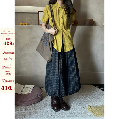 JMWOMEN锁骨位皱褶设计翻领衬衫