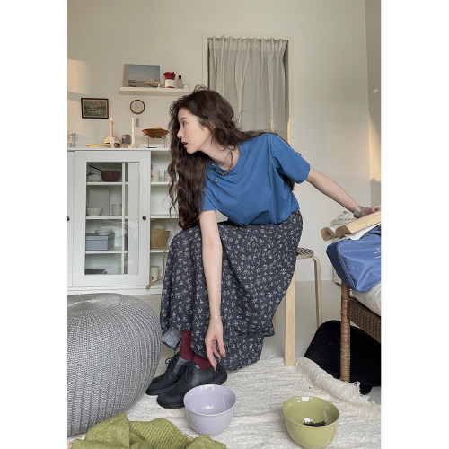 JMWOMEN蓝色宽松短袖T恤