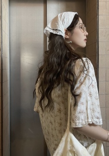 女夏季 衬衫 日系上衣 竖条纹碎花短袖 JMwomen开一间花店中长款