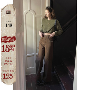 宽松慵懒风裤 JMwomen 女秋新款 高腰复古直筒休闲裤 子 心思藏细节
