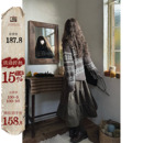 宽松a字长裙 墨咖绿复古拼接格纹半身裙女冬季 JMWOMEN 悠长树荫调