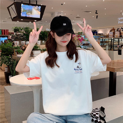 Summer Korean version new net red ins short sleeve T-shirt women's loose medium length super fire BF original suzerain bottom coat