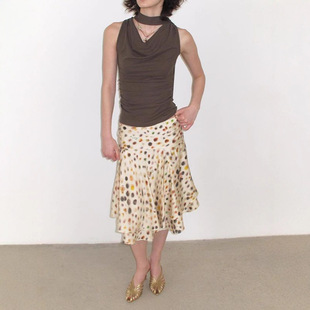 Monday JA 弗拉明戈 复古迷幻波点A字半身裙女春季显瘦低腰中裙子