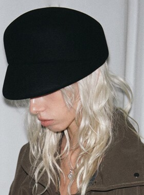 Monday JA 复古纯羊毛呢匠心马术帽女春秋不规则骑士帽文艺帽子