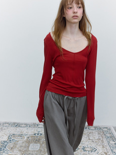 Monday JA 微透天丝羊毛衫软糯长袖针织衫女冬修身内搭打底衫上衣