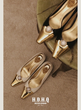 H.D.H.Q买手系列-A.b.poetique时装鞋半环钻球拼接雅士通勤单鞋