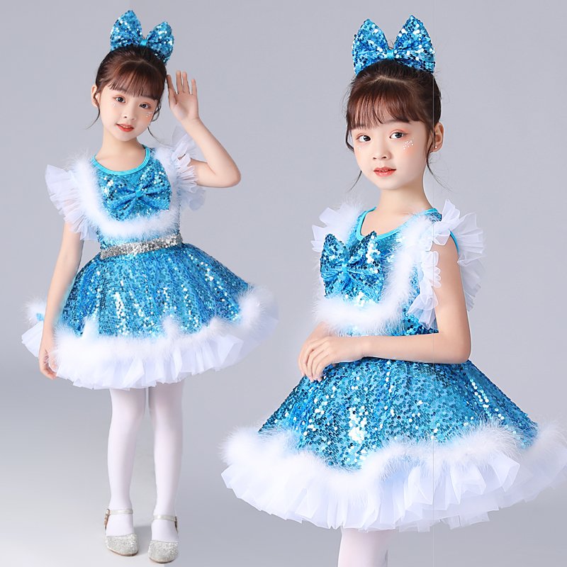 儿童演出服幼儿园公主裙亮片裙